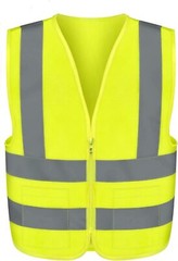 FX 2 Pockets Neon Yellow Safety Vest with Reflective Strips ANSI/ISEA APPROVED