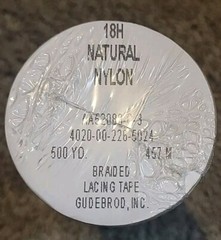 New Roll of 500 yds Gudebrod 18DPTH Natural Polyester Braided Lacing Tape