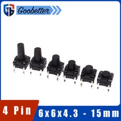 6x6mm 4 Pin Momentary Tactile Push Button Switch SPST Waterproof 4.3 – 15mm