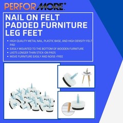 Performore Premium Heavy-Duty Nail-on Felt Pads | 40-Pack 25mm Round Furnitur…