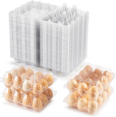 100 Packs Egg Cartons Cheap Bulk，Plastic for 12 Eggs, Clear Egg Cartons 3 * 4 Gr