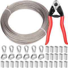 1/8 Inch Stainless Steel Cable 100FT – 7X7 Strand Aircraft Wire Rope with Loop S