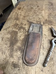 Vintage Old Original Wool Sheep Shears Farm Barn Hand Tool Leather Holster USA