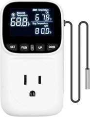 Heavy-Duty 15A Fahrenheit Thermostat Socket with Timer for Greenhouse & Aquarium