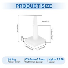 25 Pcs Adhesive PCB Spacer Support Height 0.62″ Fits PCB Hole Dia 3mm to 3.2mm