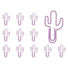 12Pcs Paper Clip, Cactus Shape Paper Clip Small Cute Bookmarks, Purple