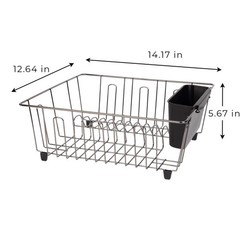 Small Dish Drainer Rack – Chrome/Black – 14 x 12.5 x 5.5 inches (L x W x H)