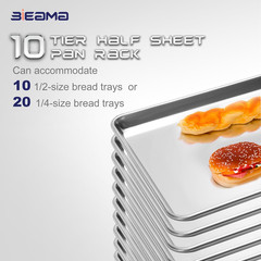 10-Tier Aluminum Bakery Rack with Wheels for 18″x13″ Sheet Pans