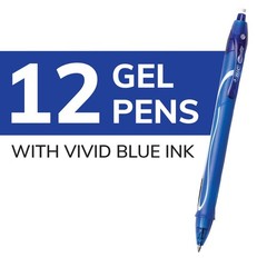 BIC Gelocity Quick Dry Blue Gel Pens, Medium Point 12 Count (Pack of 1),
