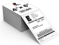 4×6 Thermal Labels 500/Stack, HUOJI Shipping Thermal Labels 4×6 Fanfold Compa…
