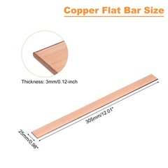 Copper Flat Bar 1/8″ Thickness x 1″ Width x 12″ Length Copper Bar Stock
