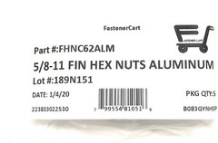 (5) 5/8-11 Finished Hex Nuts Aluminum – Solid Aluminum (5 Pieces)
