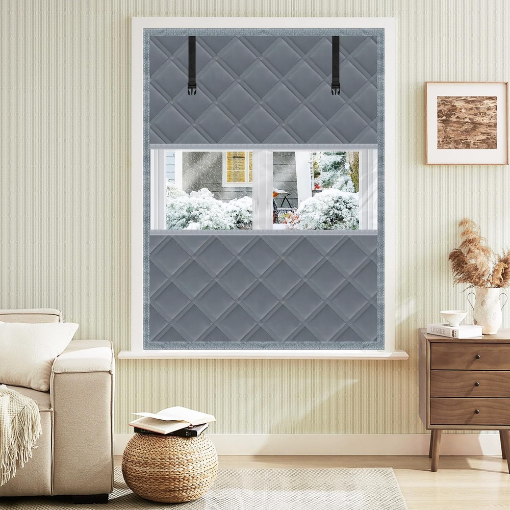 Winter Visible Insulated Window Curtain 47″x63″, Oxford Cloth Thermal Insulat…