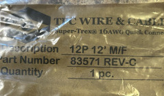 TPC Wire & Cable Super Trex 83571, 12-Pole 12ft M/F Cable Assembly New