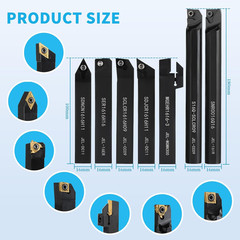 Indexable Lathe Turning Tool 5/8″ 16Mm Shank 21PCS Kit-7Pcs Metal Lathe Tools Ho