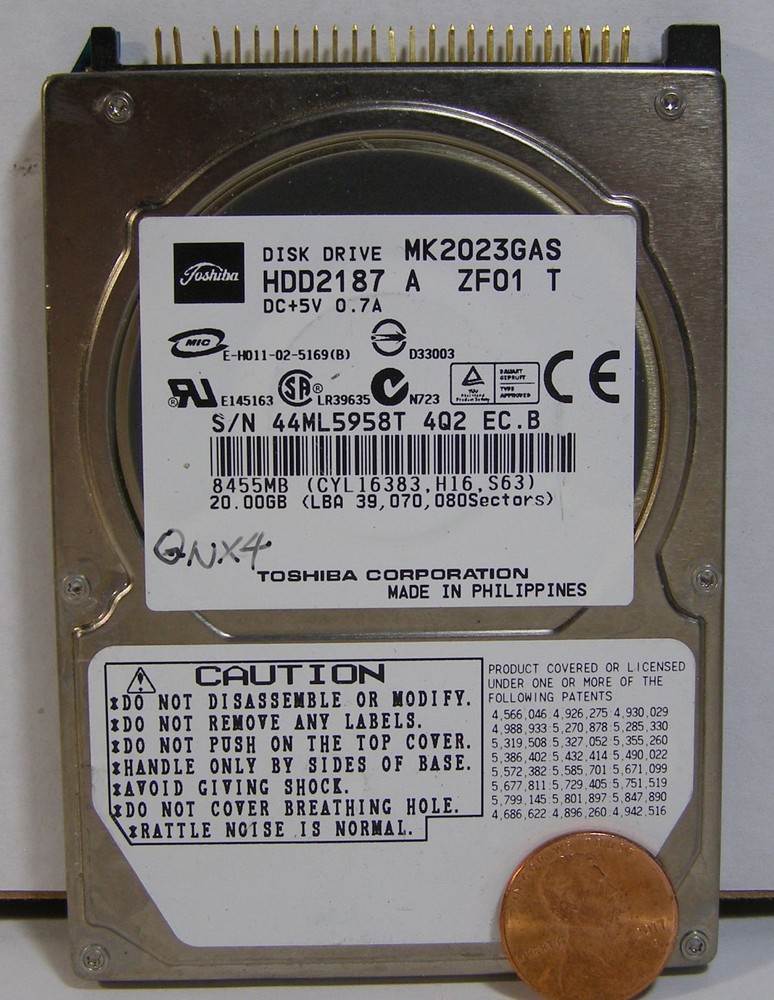 TOSHIBA MODEL: HDD2189 20GB LAPTOP HARD DRIVE