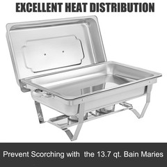 6 Pack Stainless Steel Chafer Chafing Dish Sets Catering Food Warmer 8 QT