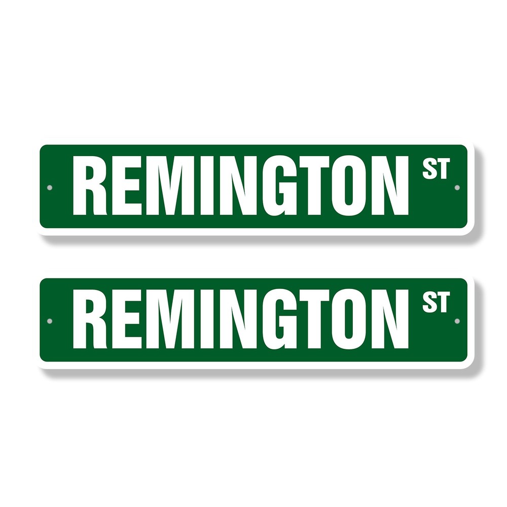 REMINGTON Street Sign (2 Pack) Childrens Name Room Plastic Metal Road Sign