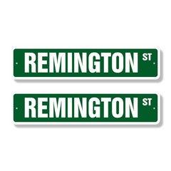 REMINGTON Street Sign (2 Pack) Childrens Name Room Plastic Metal Road Sign