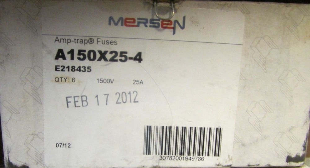 FERRAZ SHAWMUT MERSEN A150X25 4 1500V Form 101 25 AMP Trap E218435 *PER FUSE*