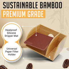 Pour over Caddy with Lid for Chemex Bodum Cosori Coffee Makers Brown |