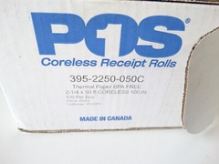 100 -2 1/4″ 57mm x 50′ corless Cash Register Credit Card POS Thermal Paper