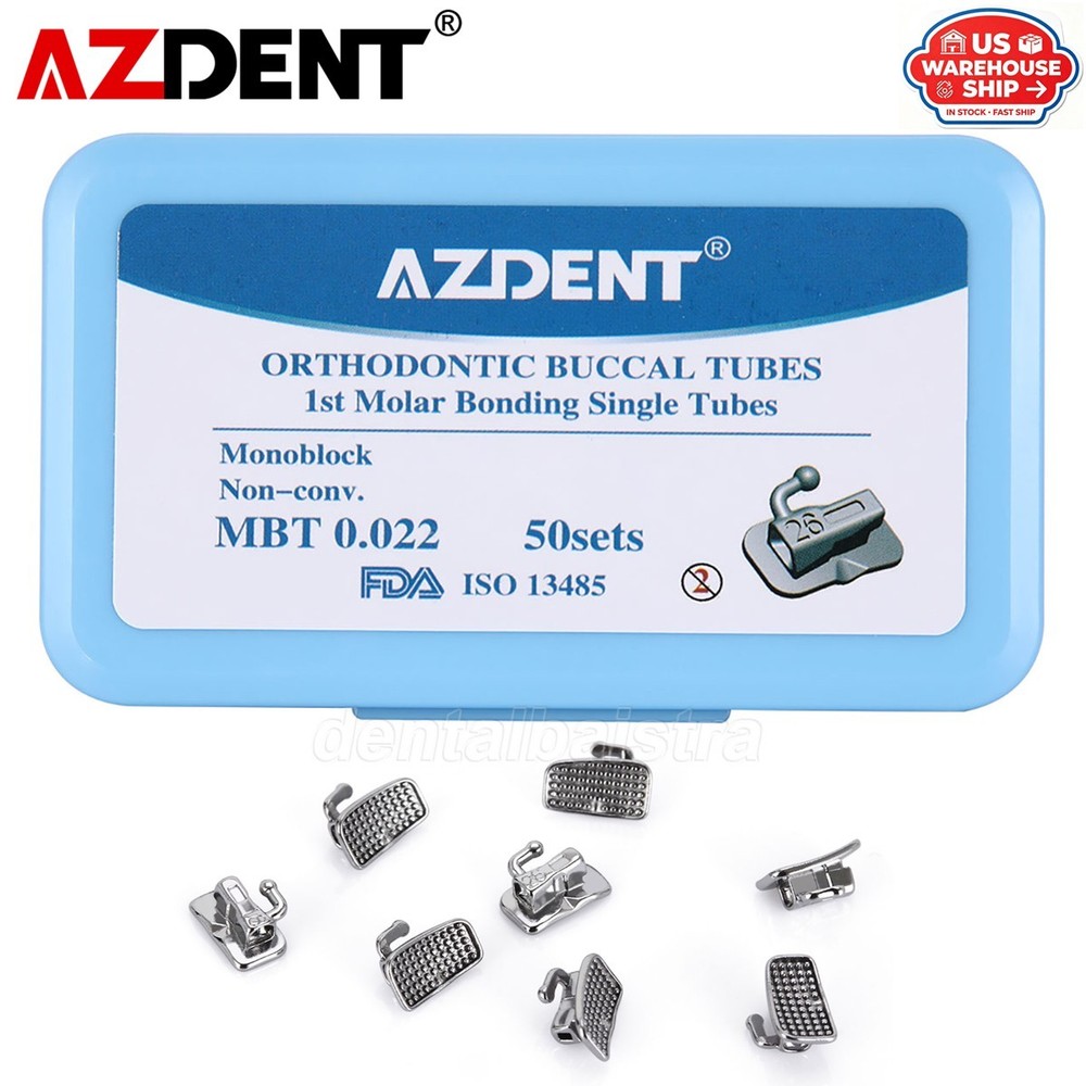 50Sets AZDENT Dental Orthodontic Buccal Tubes 1st Molar Tube MBT 022 Bondable