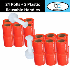 24 Rolls Cast Narrow Banding Stretch Wrap 5″x1000′ 80 Gauge Orange Shrink Flim