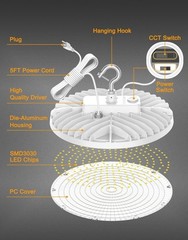 10 PACK 150W UFO LED High Bay Lights 4500K/5000K/5700K Commercial Lamp Dimmable