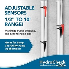 Sump Pump Float Switch Hi-Lo Dual Sensors Built-In Alarms Maintenance Free 120V