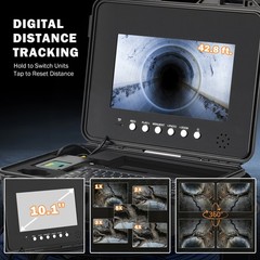 10 in. Self-Leveling Sewer Camera w 165 ft/50 m Cable Wheels Handle Locator IP68