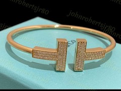 New.Tiiffany&Co.T Wide Diamond Wire Bracelet in 18k yellow Gold