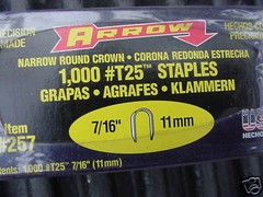 Arrow Type T 25 Staples 20,000 count Beige in color 7/16″