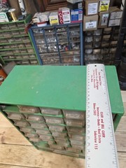 Vintage RAACO Corp Green Metal Storage Cabinet 35 Drawer Made In Denmark