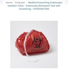 25 Medline Drawstring Endoscope Isolation Totes Biohazard Tote with Drawstring