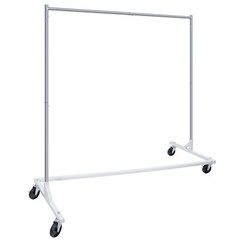 Heavy Duty Steel Clothes Rack Rolling Garment Z Clothing Rack W/Lockable Casters
