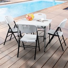 4-20PC Outdoor Plastic Folding Chair Commercial Contoured Steel Frame Seat White