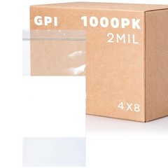 1000 Count, 4 x 8 Zip Bags, 2 Mil Thick Clear Plastic Reclosable Zipper Lock Bag