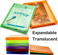 6 Pack A4 Plastic Envelopes Document Folders with Button and String Tie Closure