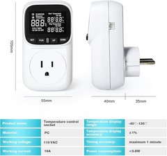 Heavy-Duty 15A Fahrenheit Thermostat Socket with Timer for Greenhouse & Aquarium