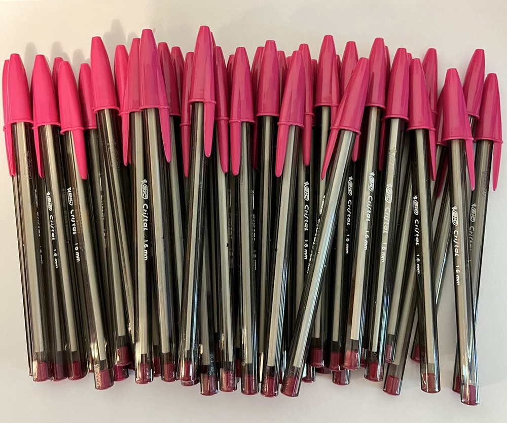 Lot of 50 PINK Bic Cristal Ballpoint Pens 1.6mm, Xtra-Bold, SALE PRICE!!