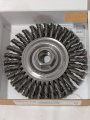 WEILER Wheel Brush: 4" Dia, 3/16" Width, 0.0200" Wire Dia, Knotte