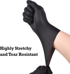Heavy-Duty Black Disposable Nitrile Gloves, Box of 100, 6-Mil, Fully Textured…