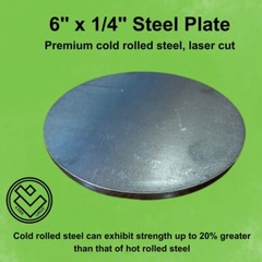 1/4″ Round Steel Plate, 6″ diameter, Cold Rolled Steel, Superior Strength, Disk