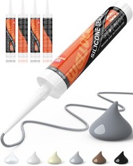 100% Waterproof Gray Silicone Caulk Sealant Adhesive for RV, Kitchen, Bathroom,