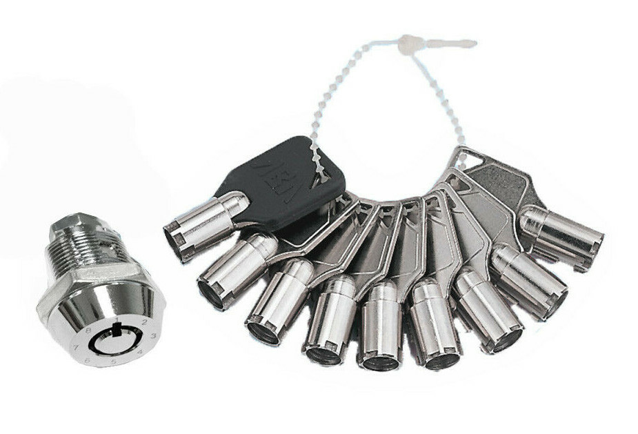 High security ‘Brass’ Gametic Lock 5/8″ w 9pcs Keys Change Key Slot machine