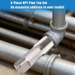 5-Piece NPT Pipe Tap Set, NPT Tap and Die Set with 1/8″, 1/4″, 3/8″, 1/2″ and 3/