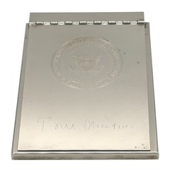 Official White House Bill Clinton Signature Silver Plated Memo/Notepad Holder