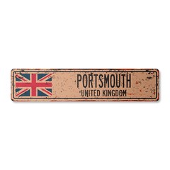 PORTSMOUTH UNITED KINGDOM Vintage Street Sign British Britons Brits flag city