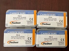 PacDent Dental Carbide Burs Round #4 FG4 Bulk Clinic Pack of 100